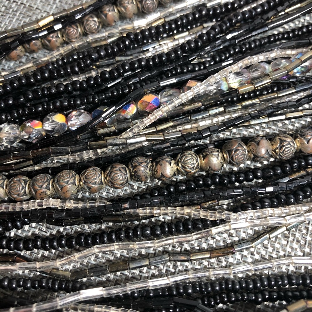 Multi Strand Bead Necklace with Rhinestone Clasp - Picture 3 of 6